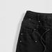 Retro Hip Hop Jeans – Distressed Denim Pants With Studded Details & Drawstring Waist, Loose Straight-Leg Unisex Style_viptrois.com