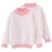 High Neck Knit Sweater For Girls – Floral Jacquard Pullover With Ruffle Collar (80cm-140cm, Nylon Blend, B-Class Safety, Winter/Spring Wear)_viptrois.com