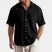 Men's Loose Casual Cotton Shirt Summer New American Style Short Sleeved Top For Men_viptrois.com