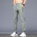 Spring Summer New Men's Casual Straight Slim Fit Stretch Ice Silk Sports Non-Iron Smooth Korean Style Trendy Long Pants_viptrois.com