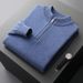 1 100% Wool Sweater For Men, Half Turtleneck, Zipper, Thickened Base Sweater, Autumn Winter Business Casual Solid Color_viptrois.com