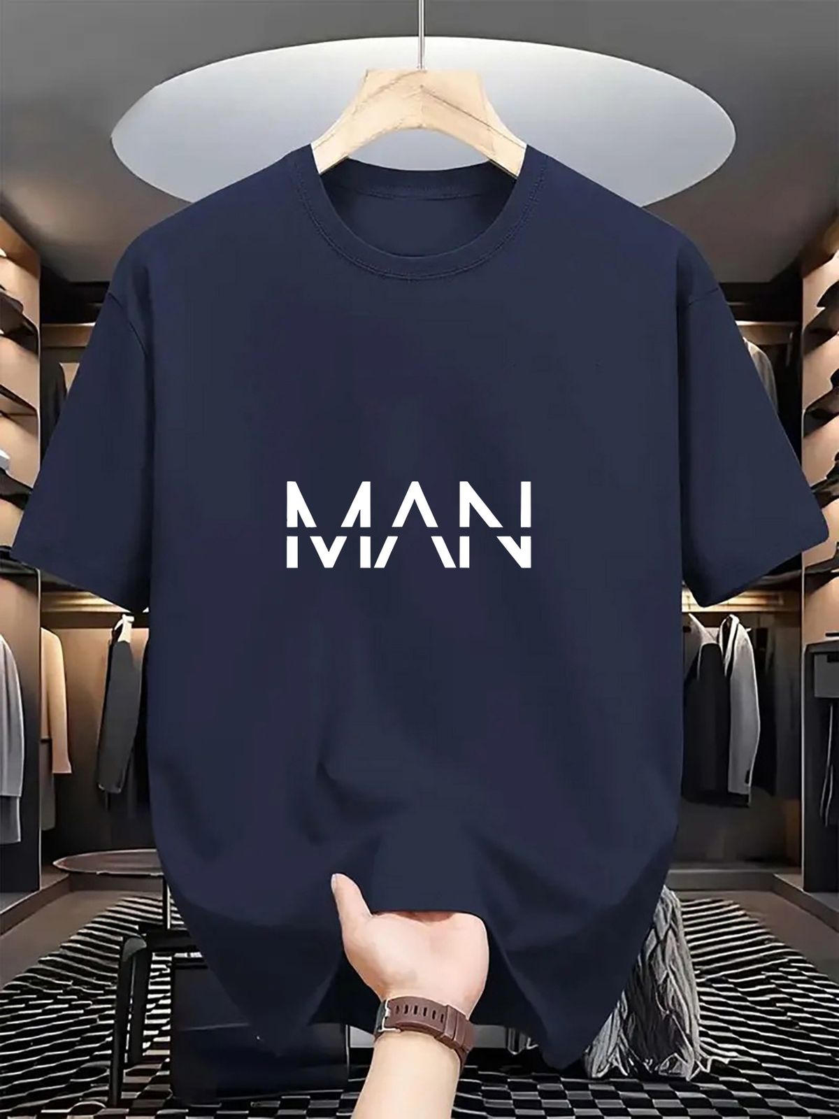 Men's Premium Comfort T-Shirt - Breathable Polyester, Relaxed Fit Streetwear (White/Navy/Black/Red/Khaki, S-XXL)_viptrois.com