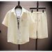 Men's New Short Sleeved Thin Handsome Sportswear Retro Trend Fashion Sports Suit_viptrois.com