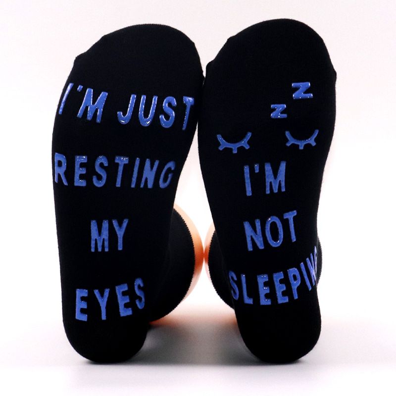 creative funny cotton socks soles letters non slip dotted floor socks mid tube sports socks_viptrois.com