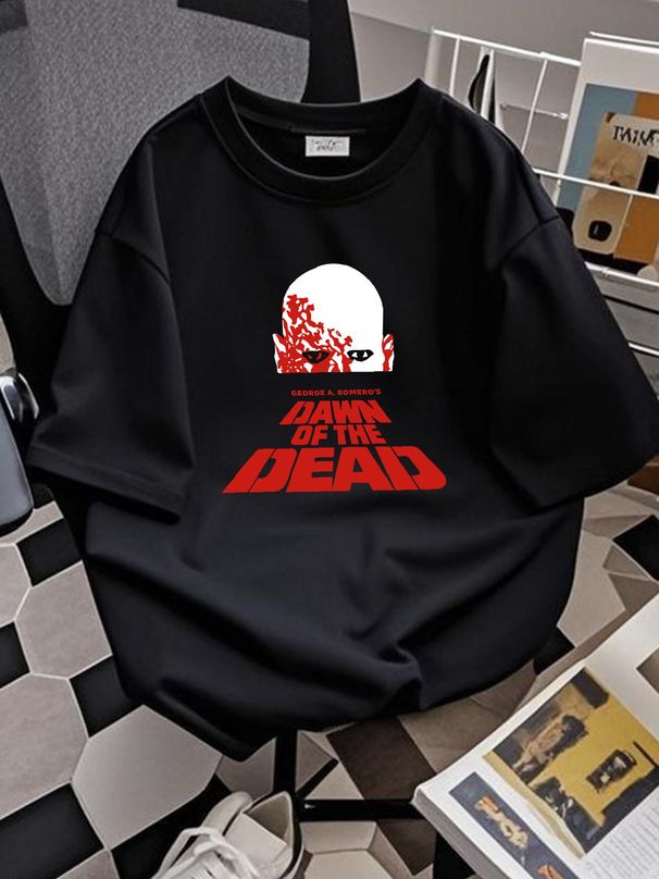 Dawn Of The Dead George A Romero 1978 HQ Retro Movie Print T Shirt Heavyweight Crewneck Versatile Breathable Unisex Designer Clothes Stretched_viptrois.com