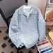 Men's Korean-Style Mock Neck Pullover Sweater – Oversized Long Sleeve Knit Top (Breathable, Color-Blocked, S-XXXL, Minimalist Casual)_viptrois.com