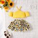 Hot Selling Girls European And American Solid Color T Shirt Sunflower Cake Skirt Suit_viptrois.com