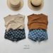 Mother & Kids Summer new Korean version of children's plaid denim shorts for boys and girls all-match retro casual pants_viptrois.com