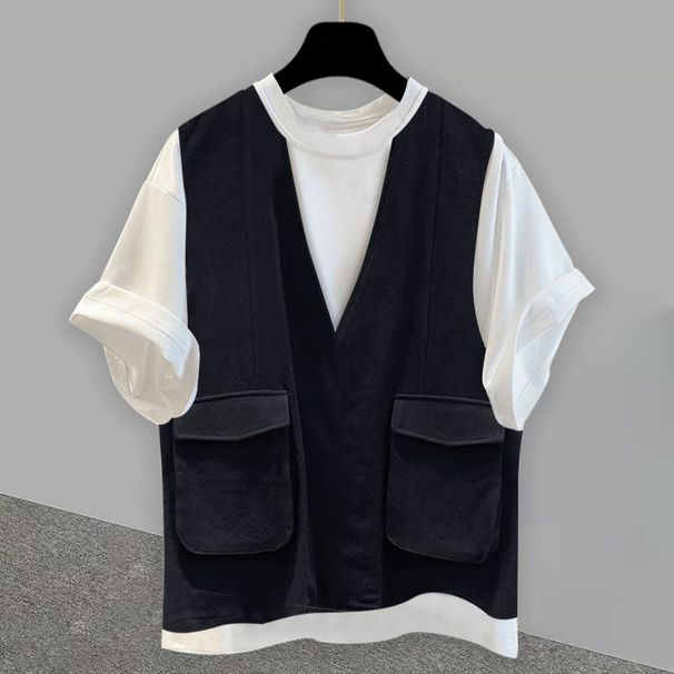 Men's Clothing Niche Design Short Sleeved T Shirt Men's Summer Of The Trend Of Workwear Three Dimensional Pocket Loose Half Sleeved T Shirt_viptrois.com