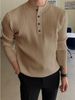 Men's Half-Turtleneck Button Sweater – Autumn/Winter Casual Knit Pullover (Dark Gray/Burgundy/Brown/Blue/Black/White/Khaki, S-3XL)_viptrois.com