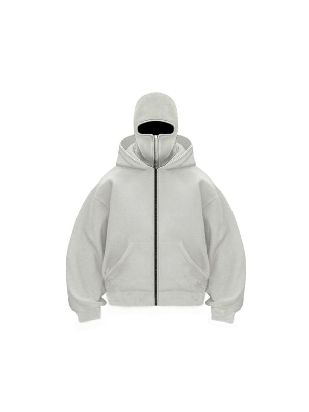 Double Hood Zip-Up Streetwear Sweatshirt – Unisex Oversized DIY Hoodie For Men & Women (Black/White/Grey)_viptrois.com