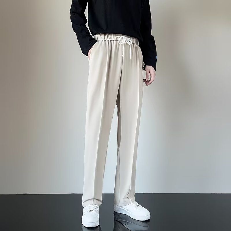 Men's Clothing Elastic Trousers Simple And Versatile Loose Straight Casual Trousers Spring And Autumn Drape Trendy Trousers_viptrois.com