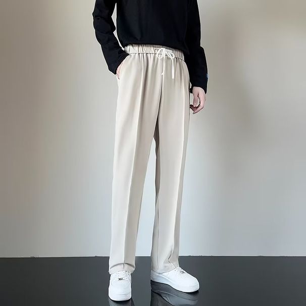 Men's Clothing Elastic Trousers Simple And Versatile Loose Straight Casual Trousers Spring And Autumn Drape Trendy Trousers_viptrois.com