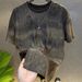 Men's Clothing Summer New Style Distressed Starry Sky Sweatshirt For Men, Gradient Top, Loose Pullover Short Sleeved T Shirt_viptrois.com