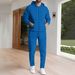 Men's Clothing Waffle Knit Hoodie & Jogger Set - Zip-Up Fleece Tracksuit For Winter, Casual Loungewear (Black/ Grey/ Khaki) - S-XXXL_viptrois.com