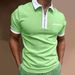 Men's Short-sleeved T-shirt Slim Fit Patchwork Zipper Turn Down Collar Men Golf Polo Summer T-Shirts Streetwear Breathable_viptrois.com