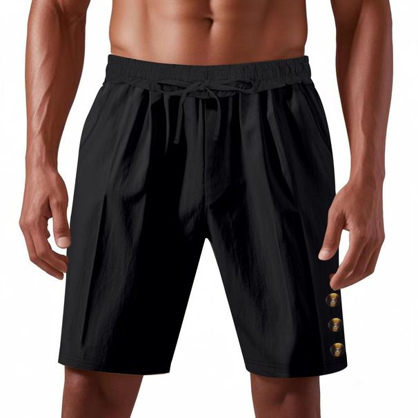 Men's New Solid Color Linen Shorts Large Size Thin Section Breathable Beach Sports Casual Loose Men's Shorts_viptrois.com