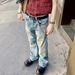 men's clothing women's retro washed distressed trousers for men and women with whiskers ruined hem blue jeans_viptrois.com