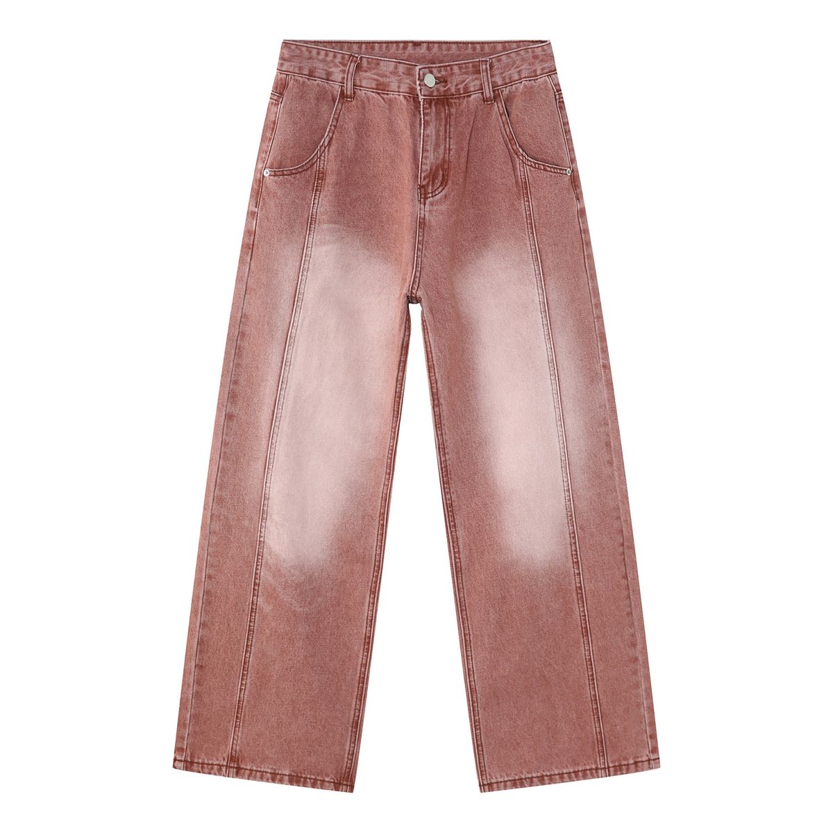 Men's clothing vintage vintage brick red denim jacket patchwork trouser suit_viptrois.com