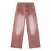 Men's clothing vintage vintage brick red denim jacket patchwork trouser suit_viptrois.com