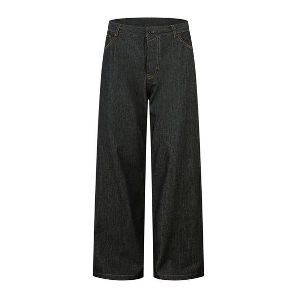Loose Jeans For Men, American Style, Trendy Brand, Simple And Versatile, Casual Straight-Leg Pants With Button Closure_viptrois.com