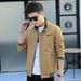 Men’s Slim-Fit Workwear Jacket – Korean Style Lightweight Cotton Coat With Stand Collar (Casual, Zipper Closure, Ribbed Hem, Urban & Outdoor)_viptrois.com