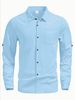 Monochrome Man- Men's Summer Linen Short Sleeve Cardigan Casual Button Beach Vacation Loose Shirt_viptrois.com