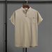 "Men's Linen Blend Short-Sleeve Polo Shirt – Breathable Stand Collar Summer T-Shirt, Lightweight & Wrinkle-Resistant (8 Colors, Sizes S-XXL)"_viptrois.com