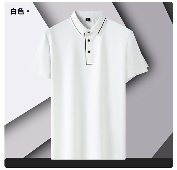 Summer New Polo Shirt Turn-Down Collar Short Sleeve Casual Business Seamless Plus Size Men's Top Two-Way Wear_viptrois.com