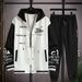 Cross-Border Plus Size Hooded Baseball Jacket For Men, Spring And Autumn Color-Block Jacket, Men's Letter Print Sports_viptrois.com
