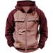 2025 Model Retro Workwear Hooded Sweatshirt, Men's Zipper Solid-color Warm Sports Shirt With Multiple Pockets Hooded Jacket_viptrois.com