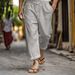Men's Clothing Casual Summer Elastic Waist Drawstring Multi Pocket Cotton And Linen Trousers Beach Pants_viptrois.com