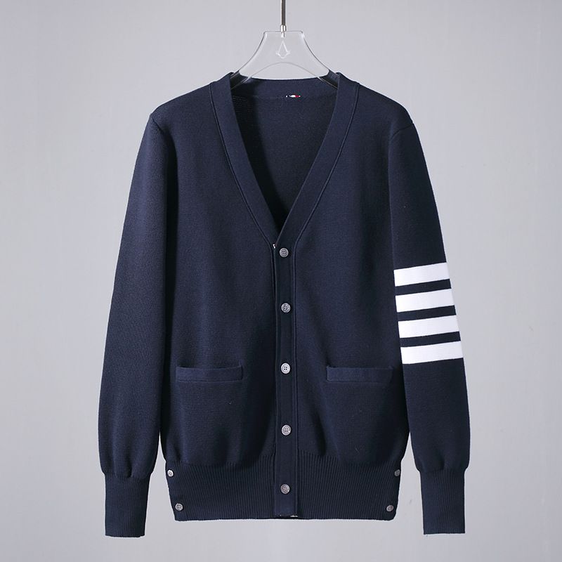 New Spot Autumn TB JL Tide Brand Sweater Fashion Casual Couple Jacquard Four Bar Coat Knitted Cardigan_viptrois.com