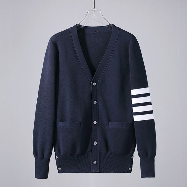 New Spot Autumn TB JL Tide Brand Sweater Fashion Casual Couple Jacquard Four Bar Coat Knitted Cardigan_viptrois.com