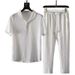 Men's Clothing Men's Ice Silk Pleated Sports Suit Thin Two Piece Set Plus Size Short Sleeve Outerwear For Formal & Casual_viptrois.com