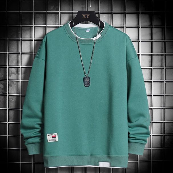 Men's Clothing Sweatshirts For Boys Autumn And Winter New Style Ins Trendy Hoodless Round Neck Pullover Long Sleeved T Shirt Two Piece Loose Top_viptrois.com