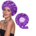 Popular double layer satin nightcap bow ribbon round hat silk beauty hair care hat wide brim hat_viptrois.com