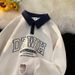 Pure Waffle Long Sleeve Polo Sweatshirt Men 2024 Autumn New Trendy Brand Turn-Down Collar Color-Block Letter Embroidery_viptrois.com
