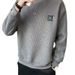 Men's Casual Crew Neck Sweatshirt – Loose Fit Solid Color Pullover For Everyday Wear, Trendy Autumn & Spring Essential_viptrois.com