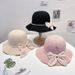 Women Summer Beach Tourism Vacation Pearl Bow Straw Fashion Sunscreen Sun Elegant Sunshade Hat_viptrois.com