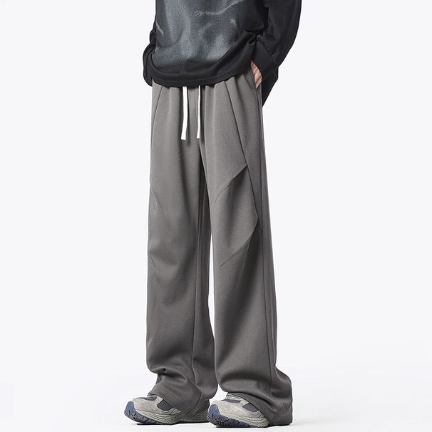 Men's American Style Straight Leg Sweatpants Loose Fitting Casual Sports Pants Trendy Wide Leg Floor Length Pants_viptrois.com