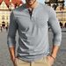 Henley Shirt – Autumn Weight Long Sleeve Tee In Heathered Cotton Blend (Wine/Black/Light Blue/Army Green/White/Brown/Light Grey/Denim Blue)_viptrois.com