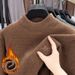 Autumn Winter Chenille Half Turtleneck Lined Thickened Sweater Integrated Fleece Warm Inner Knitted Men's Base Shirt_viptrois.com