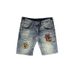 Men's Clothing Men's Distressed Denim Shorts With Embroidery & Splatter Design - Stretchable Casual Streetwear Mid-Length Cargo Shorts (Light Blue)_viptrois.com