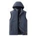 Men’s Lightweight Hooded Vest – Breathable Polyester Corduroy Sleeveless Jacket For Outdoor & Casual Wear (Double-Breasted, Zip Pockets, Striped)_viptrois.com