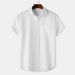 2025 Bestseller Summer Turn-down Collar Solid Color Short Sleeve Button Linen Shirt Men's Clothing_viptrois.com