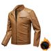 Men's Slim Fit PU Leather Jacket – Lightweight Biker Coat With Stand Collar (L-XXXXL, Black/Tan/Burgundy, Unlined & Fleece-Lined Options)_viptrois.com