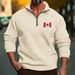 Men's Fleece Zip-up Hoodie With 3d Print, Relaxed Fit, Henry Collar, For Spring & Fall (Black/White/Red/Light Gray/Apricot/Wine Red/Camel/Dark Gray)_viptrois.com
