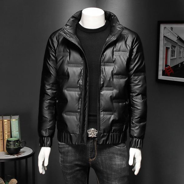 Winter Clothing Thickened Velvet Cotton Clothing Men's Trend Fashion Stand-up Collar Bright Velvet Jacket Warm Short Jacket Jacket_viptrois.com