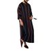 Men's Clothing Arabic Black Thin Striped Print Loose Muslim Robe In Stock_viptrois.com